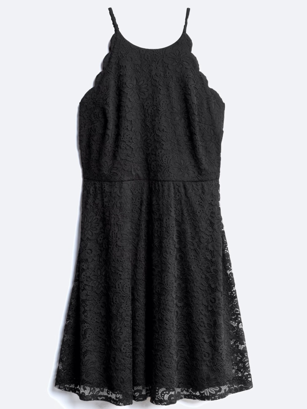 NWT Fortune & Ivy Black Lace A-Line Spaghetti Strap Dress.  Size 2X.
